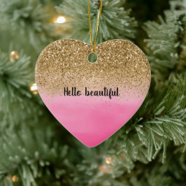 Ornamento De Cerâmica Glitter Glitz Confetti, Dourado, Cor de Água Rosa