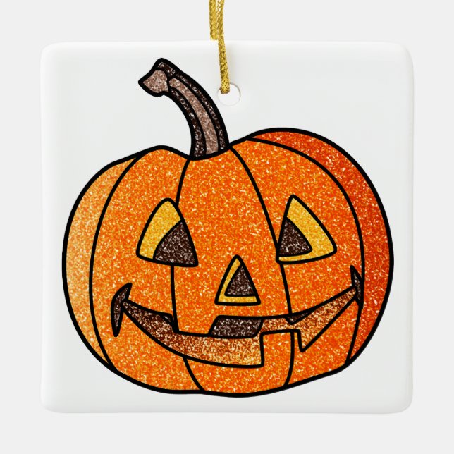 Ornamento De Cerâmica Glitter Jack O'Lantern (Frente)