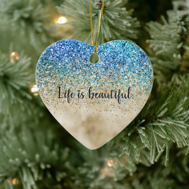 Ornamento De Cerâmica Glitter Roxo Dourado Aqua (Árvore)