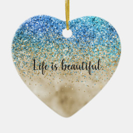 Ornamento De Cerâmica Glitter Roxo Dourado Aqua