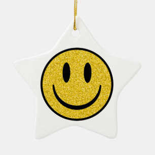 Ornamento De Cerâmica Glitter Smile Face