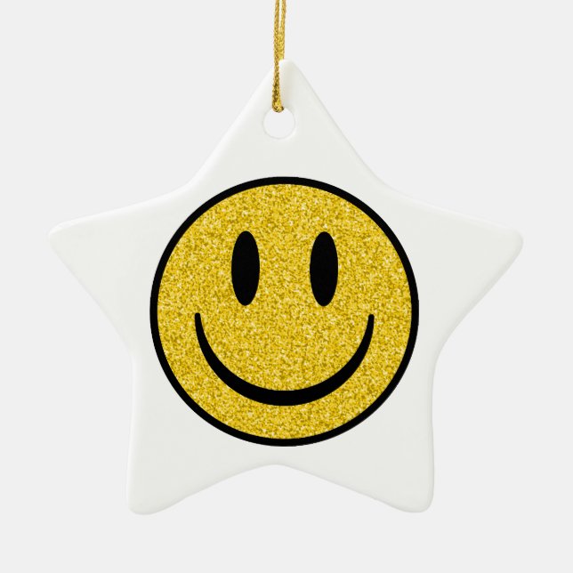 Ornamento De Cerâmica Glitter Smile Face (Frente)