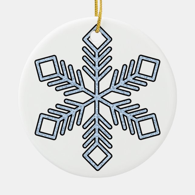 Ornamento De Cerâmica Glitter Snowflake - Baby Blue Branches (Frente)