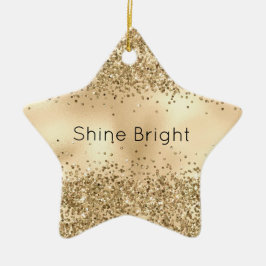Ornamento De Cerâmica Glitzy Confetti Glitter Sparkle Dourado