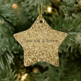 Ornamento De Cerâmica Glitzy Dourado Glam Glitter Sparkle