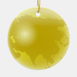 Ornamento De Cerâmica Globo Dourado de Ásia