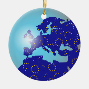Ornamento De Cerâmica Globo europeu da bandeira