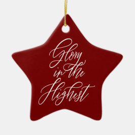 Ornamento De Cerâmica Glória no Mais Alto Religioso Natal Vermelho