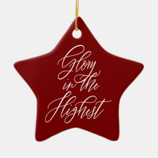 Ornamento De Cerâmica Glória no Mais Alto Religioso Natal Vermelho