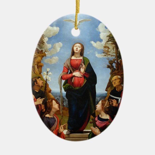 ORNAMENTO DE CERÂMICA GLÓRIA PARA A CONCEPÇÃO IMACULADA (Frente)