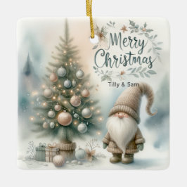 Ornamento De Cerâmica Gnome Caprichoso Personalizado para Árvore de Nata