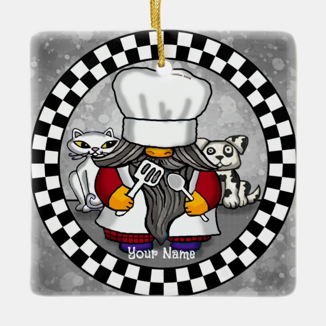 Ornamento De Cerâmica Gnome chef  (Frente)