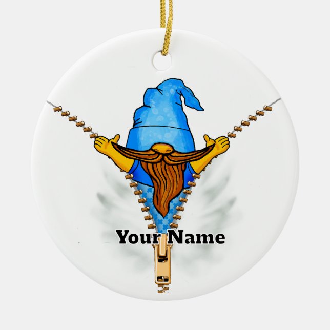 Ornamento De Cerâmica Gnome de Zíper Falso (Frente)