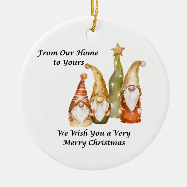 Ornamento De Cerâmica Gnome Family From Our Home to Yours on a  (Frente)