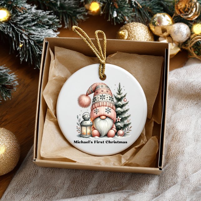 Ornamento De Cerâmica Gnome for the Holidays Ceramic Ornament (Gnome for the Holidays Christmas Ceramic Ornament. )