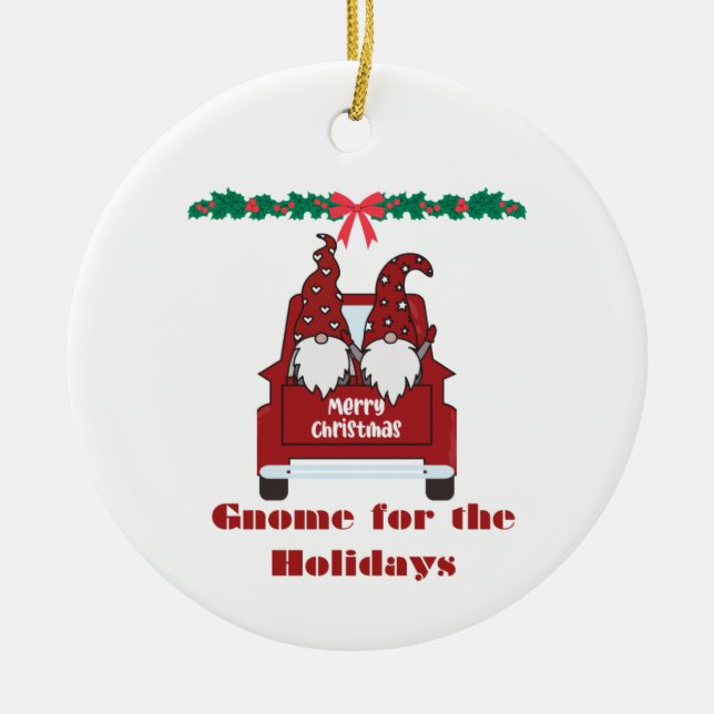 Ornamento De Cerâmica Gnome for the Holidays on a  (Frente)