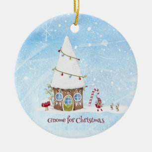 Ornamento De Cerâmica Gnome para Natal Snowy Personalizado Natal