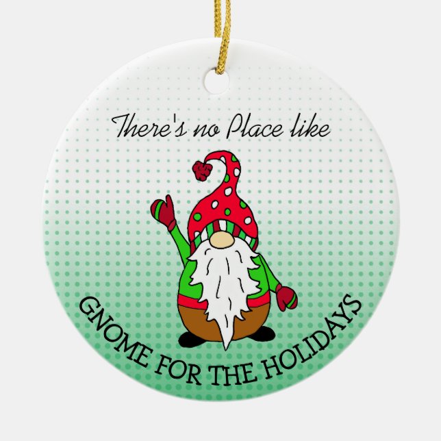 Ornamento De Cerâmica Gnome para o Natal das Férias (Frente)