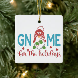 Ornamento De Cerâmica Gnome Para O Natal Do Jardim De Férias