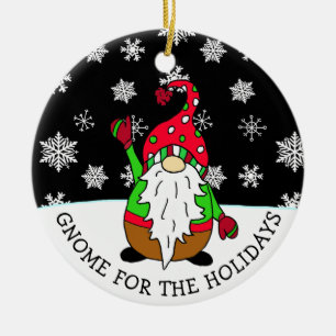 Ornamento De Cerâmica Gnome para o trocadilho de Natal de Férias