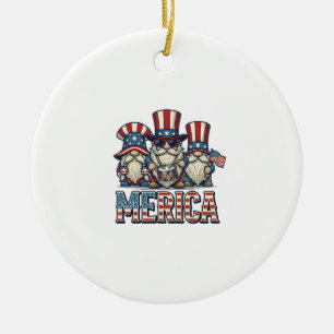 Ornamento De Cerâmica Gnome Patriótico Merica Design Vector Vintage_1