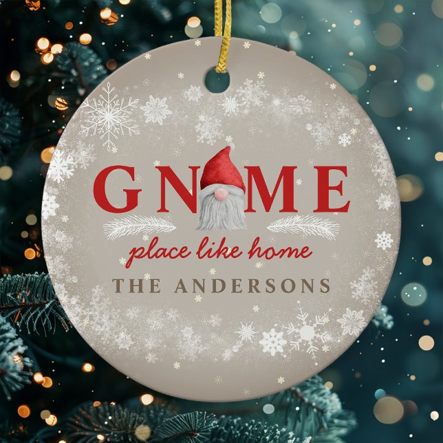 Ornamento De Cerâmica Gnome Place Like Home Christmas (Criador carregado)