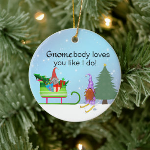 Ornamento De Cerâmica GnomeBody ama você como eu amo