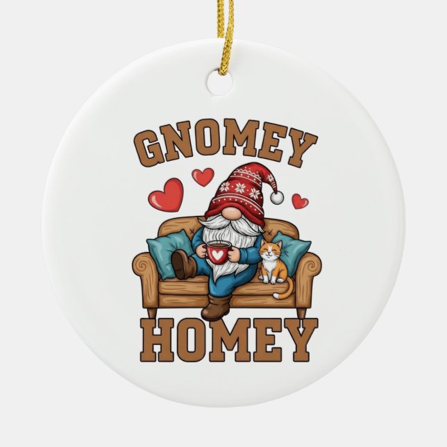 Ornamento De Cerâmica Gnomey homey gnome em casa design (Frente)
