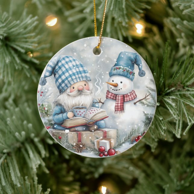 Ornamento De Cerâmica Gnomo Azul de Natal  (Árvore)