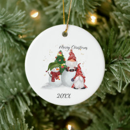 Ornamento De Cerâmica Gnomo de Natal Boneco de Neve