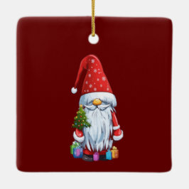 Ornamento De Cerâmica Gnomo de Natal Gonk Vestido com um Traje Festivo