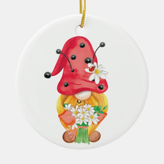 Ornamento De Cerâmica gnomo de verão 1 (Frente)