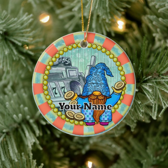 Ornamento De Cerâmica Gnomo dos slots vencedores (Árvore)