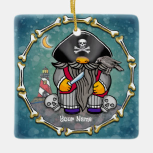 Ornamento De Cerâmica Gnomo pirata