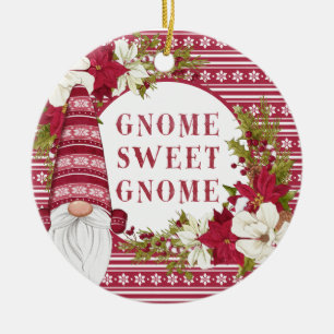 Ornamento De Cerâmica Gnomo Vermelho e Branco para o Natal das Férias