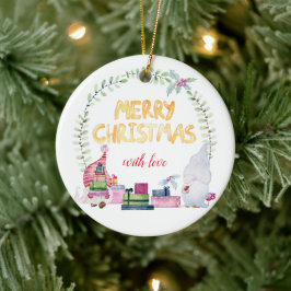 Ornamento De Cerâmica Gnomos do natal da Watercolor