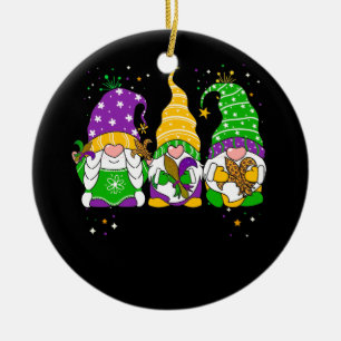 Ornamento De Cerâmica Gnomos Mardi Gras Gnome Fleur De Lis Fat Terça-Fe