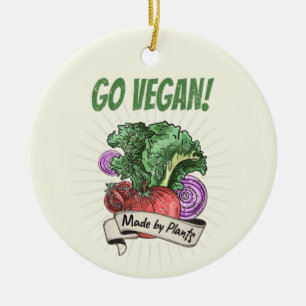 Ornamento De Cerâmica Go Vegan Made by Plant Veggie vegetarianos