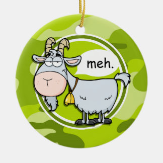 Ornamento De Cerâmica Goat engraçado; camo verde brilhante, camuflagem