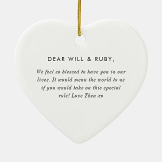 Ornamento De Cerâmica Godparents Handwritten Bow Proposal