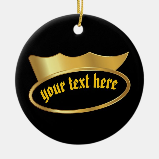 Ornamento De Cerâmica Gold crown Personalized Hanging Decor Ornament (Frente)