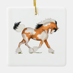 Ornamento De Cerâmica Gold Overo Gypsy Horse Pony Personalized Christmas