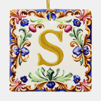 Ornamento De Cerâmica Golden Alphabet – Letter S