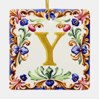 Ornamento De Cerâmica Golden Alphabet – Letter Y
