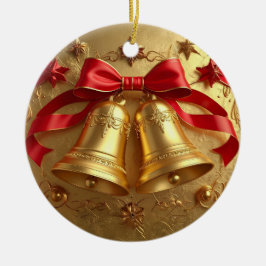 Ornamento De Cerâmica Golden Bells Holiday Ornament
