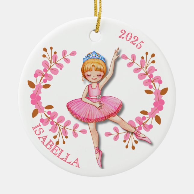 Ornamento De Cerâmica Golden Blonde Ballerina Ornament (Frente)