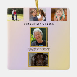 Ornamento De Cerâmica Golden Gradient 5-Photo Family Keepsake