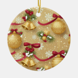 Ornamento De Cerâmica Golden Holiday Charm — Christmas Ornament Pattern