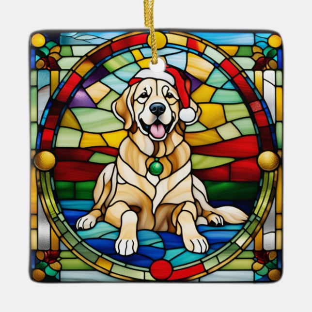 Ornamento De Cerâmica Golden Retriever Christmas Ornament (Frente)