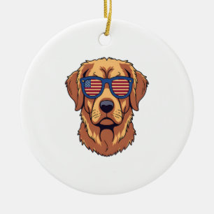 Ornamento De Cerâmica Golden Retriever Divertido - Arte Gráfica para Ama